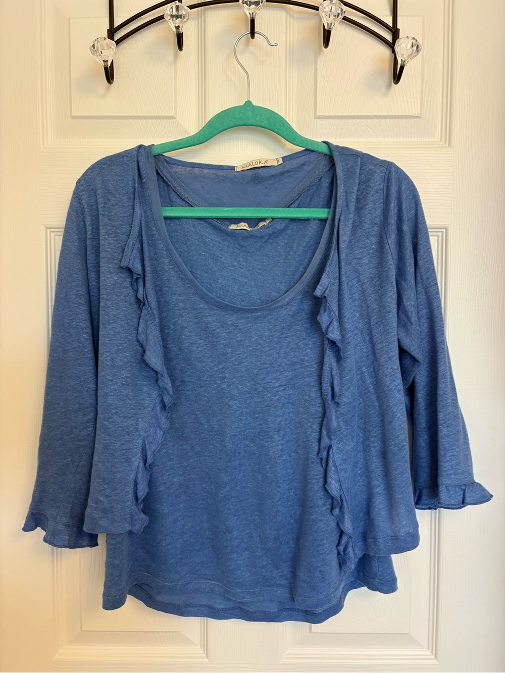 Malo Blue Ruffle-Trim Layered Tunic Top